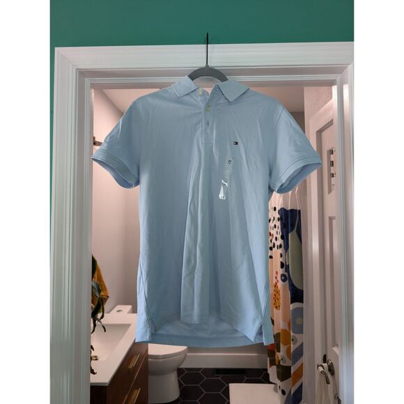 Light Blue Tommy Hilfiger Polo Shirt Slim Fit Medium *NWT* retails for $64.50 - Picture 1 of 4
